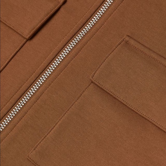 H & M Brown Sweatshirt Preppy Academia Zip Up Bomber Jacket Pockets XXL - Picture 6 of 10